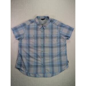Eddie Bauer Women's Size XXL Short Sleeve Adventure Blue Plaid